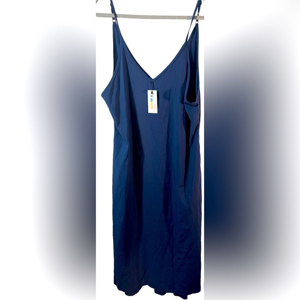 Nwt Kidsform navy slip dress with pockets in 2xl plus summer beach swim cover